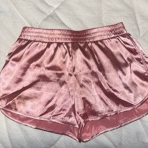 pink satin h&m shorts